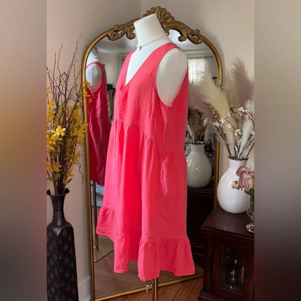 Cynthia Rowley orange Linen dress Large NWOT - Picture 5 of 11